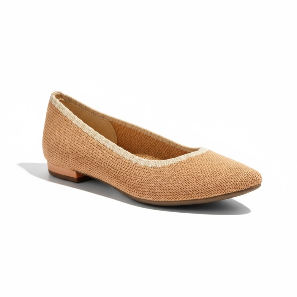 VIONIC DAHLIA TAN CREAM FABRIC BALLET FLATS SZ 7 - Picture 2 of 8
